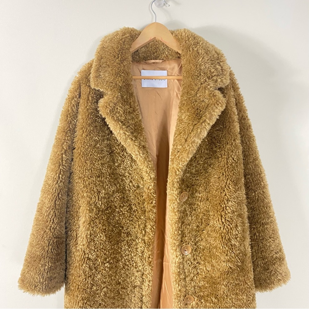 STAND STUDIO Anika Coat Faux Shearling in Camel - 36/S - Picture 9 of 16